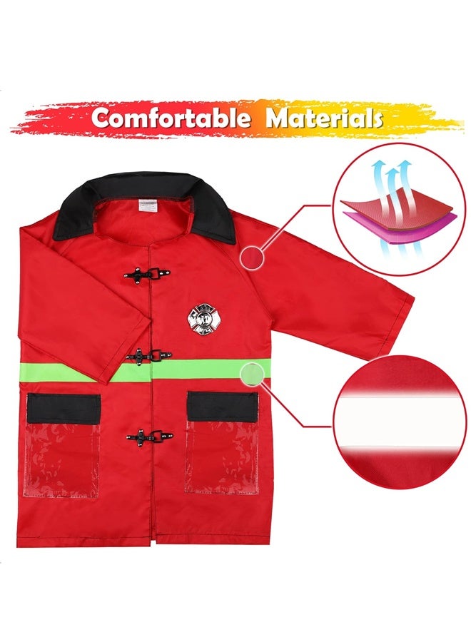 Kids Fire Brigade Costume，Firefighter Costumes, Toddler Fireman Dress up, Boy Fire Pretend Chief Outfit, Halloween Role Play Career Suit , Party Birthday Gift for 3 4 5 6 7 Year Old Girl - Image 2